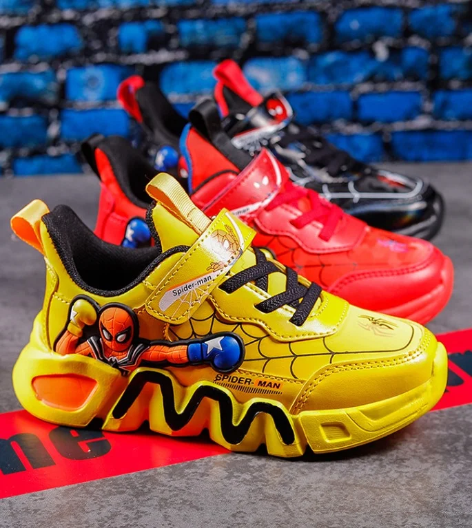 disney_spiderman_children's_casual_yellow_pu_leather_light_comfortable_tennis_2.webp