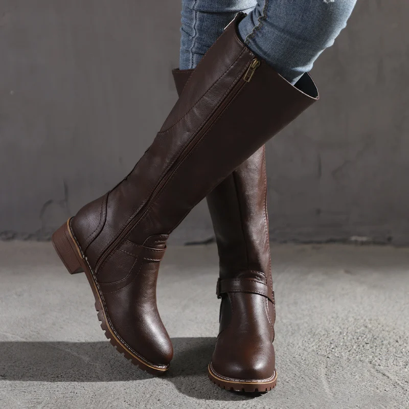 women's_block_heels_flats_winter_zip_buckle_shoes_casual_knee_high_riding_boots_2.webp