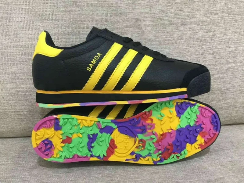 Black Yellow Striped Samoa Adidas Shoes Footware