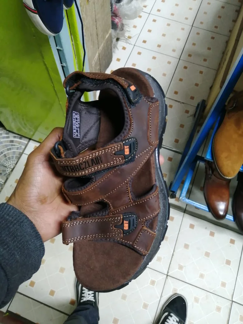 CHT Velcro Mens Sandals Open Shoes Dark Brown