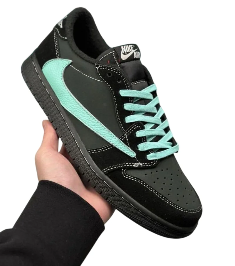 Classic Nike Air Force 1 Low- Black and Mint Green