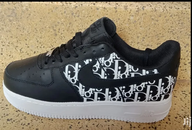 Customised Nike Air Force 1 Dior Fashion Sneakers Black and White