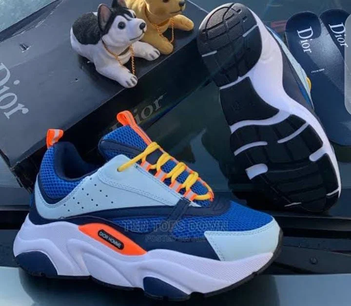 Dior Homme White and Blue Sneakers
