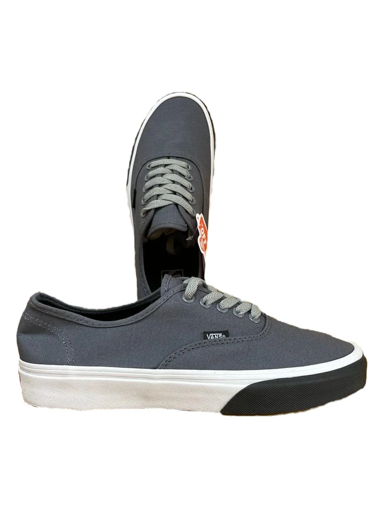 Double Soled Authentic Vans Shoes - Grey White Black Sole