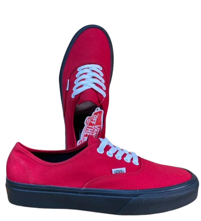 Double Soled Authentic Vans Shoes - Red Black Sole