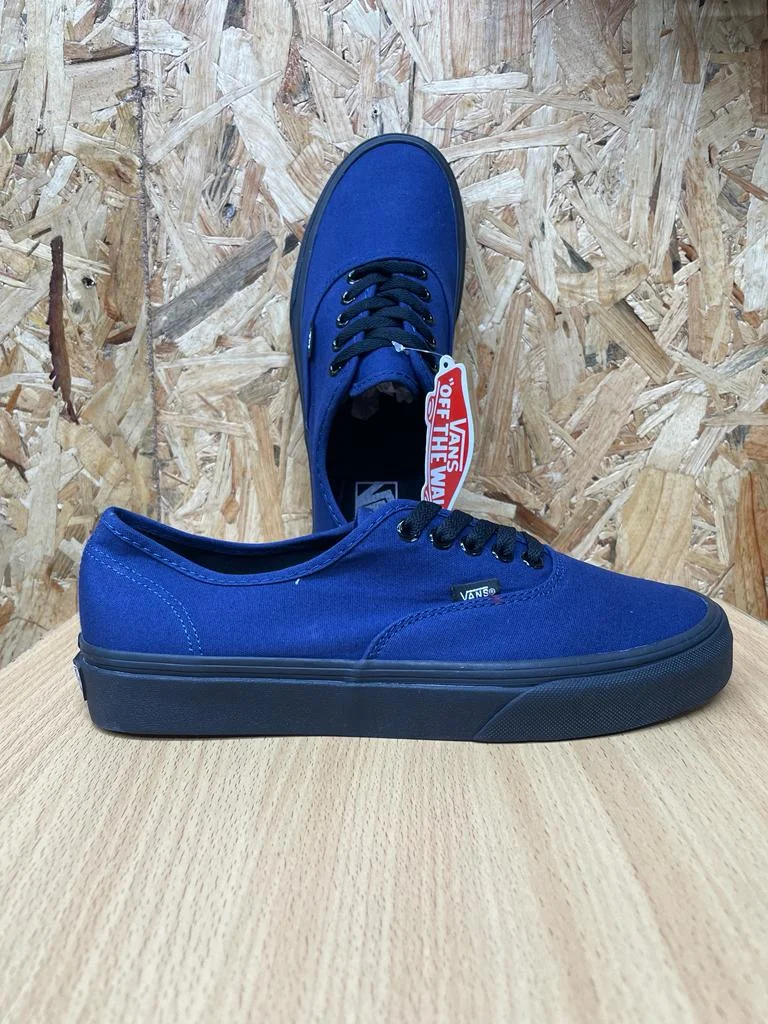 Double Soled Authentic Vans Shoes - Blue Black Sole
