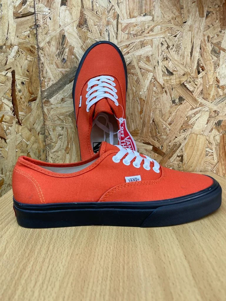 Double Soled Authentic Vans Shoes - Orange Black Sole