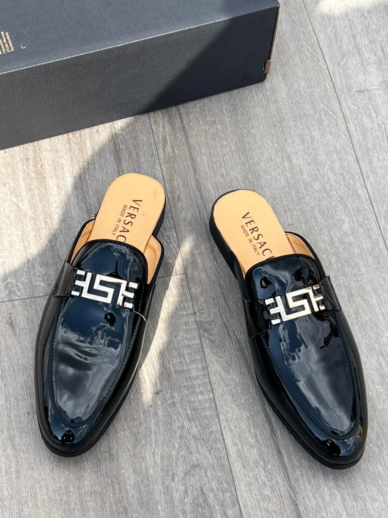 Men's Versace Black Official Backless Mules Loafers