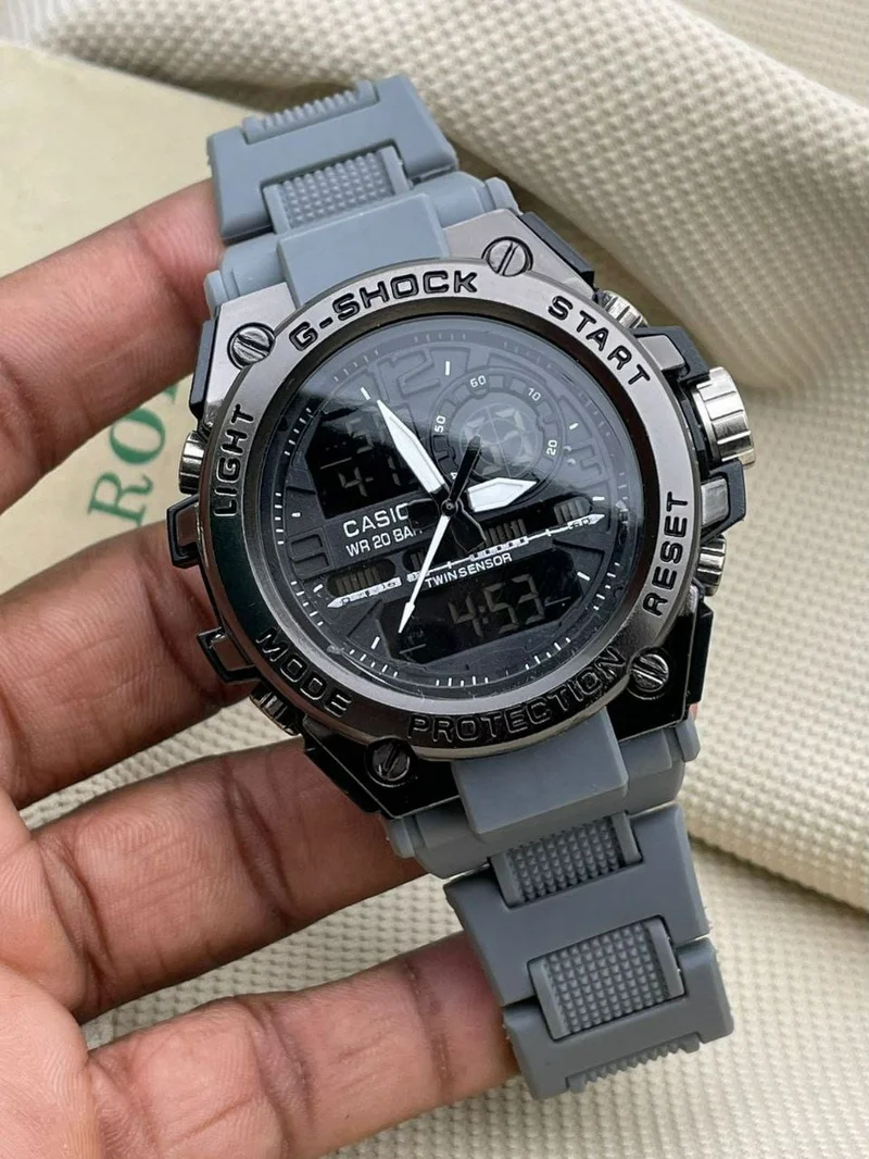 G-Shock High Quality Original Casio WR 20 Bar Men Grey Black Metal Wrist Watch