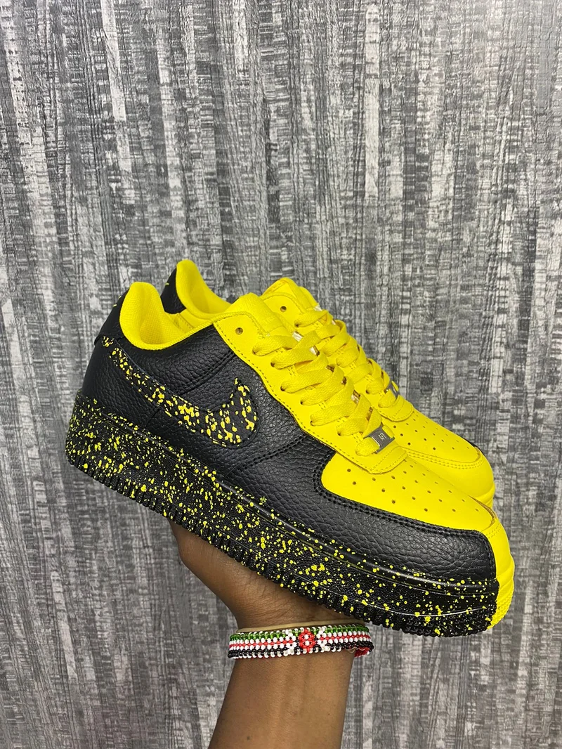 Nike Air force 1 Black & Yellow Low Split Sneakers