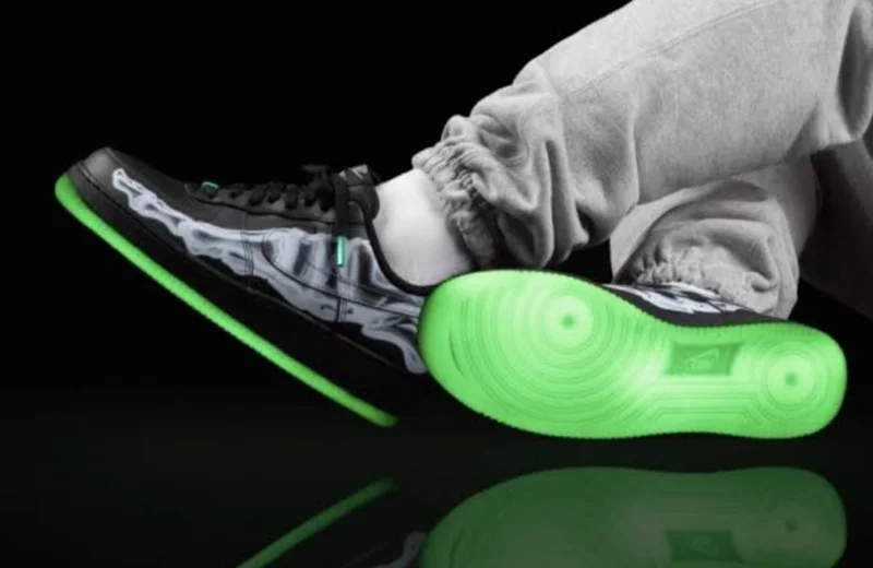 Nike Air Force 1 Low Black Green Skeleton Halloween Sneakers