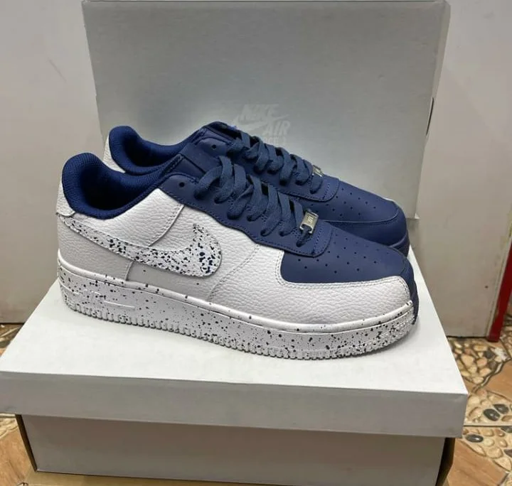 Nike Air force 1 White & Navy Blue Low Split Sneakers