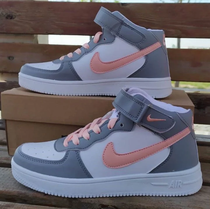 Nike Air Force 1 Women Sneakers High-top Shoes Chic Sports Grey Pink Shoes