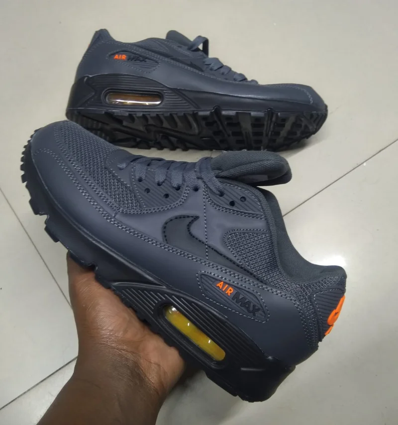 Nike Air Max 90 Grey Orange Black Running Shoes