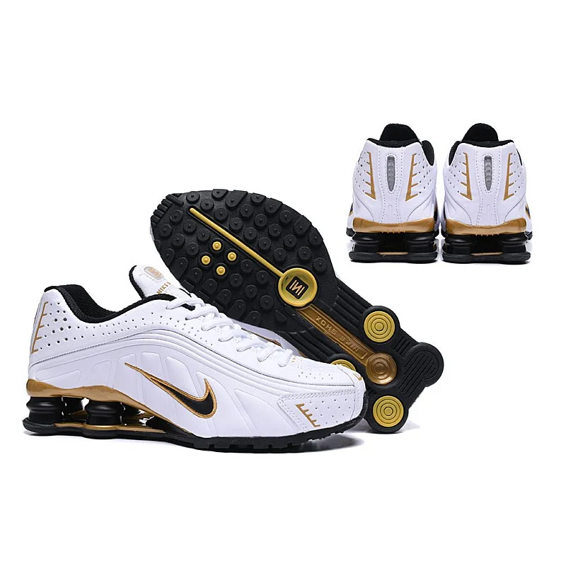NIKE SHOX R4 Men's new White Gold Sports Shoes