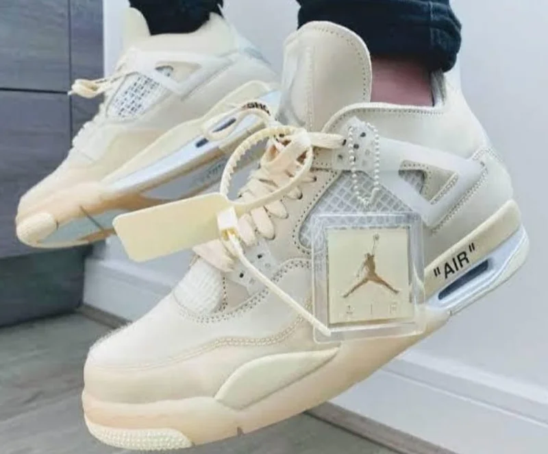 Off-White x Air Jordan 4 Cream Sail Sneakers