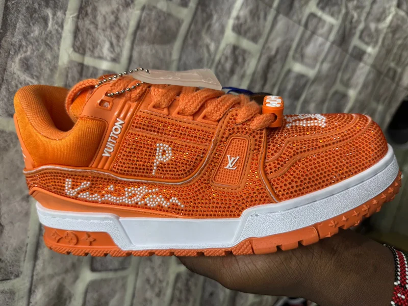 Orange Louis Vuitton Swarovski Black Crystal - Limited Edition Trainers