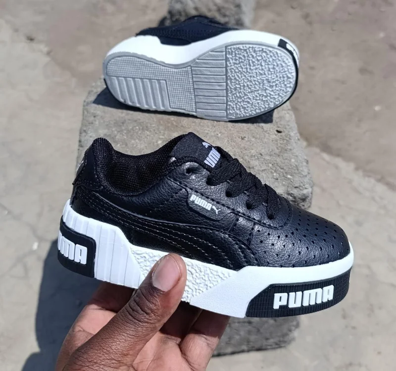 Puma Cali Kids Sneakers: Black-White Sole, Cute, Comfortable, Fashion,Stylish