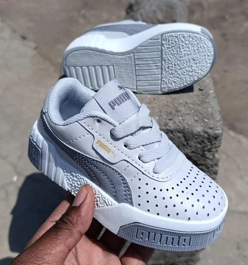 Puma Cali Kids Sneakers:White-Grey Sole, Cute, Comfortable, Fashion,Stylish