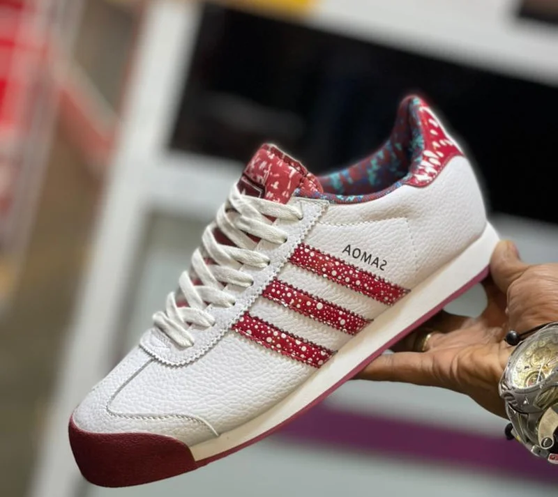Red White Striped Adidas Samoa  Shoes Footware