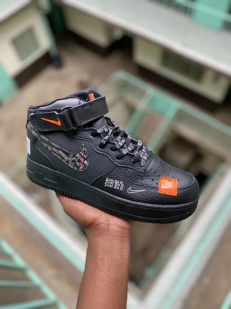 Nike Air Force 1 Mid ‘Just Do It’ Black-Total Orange