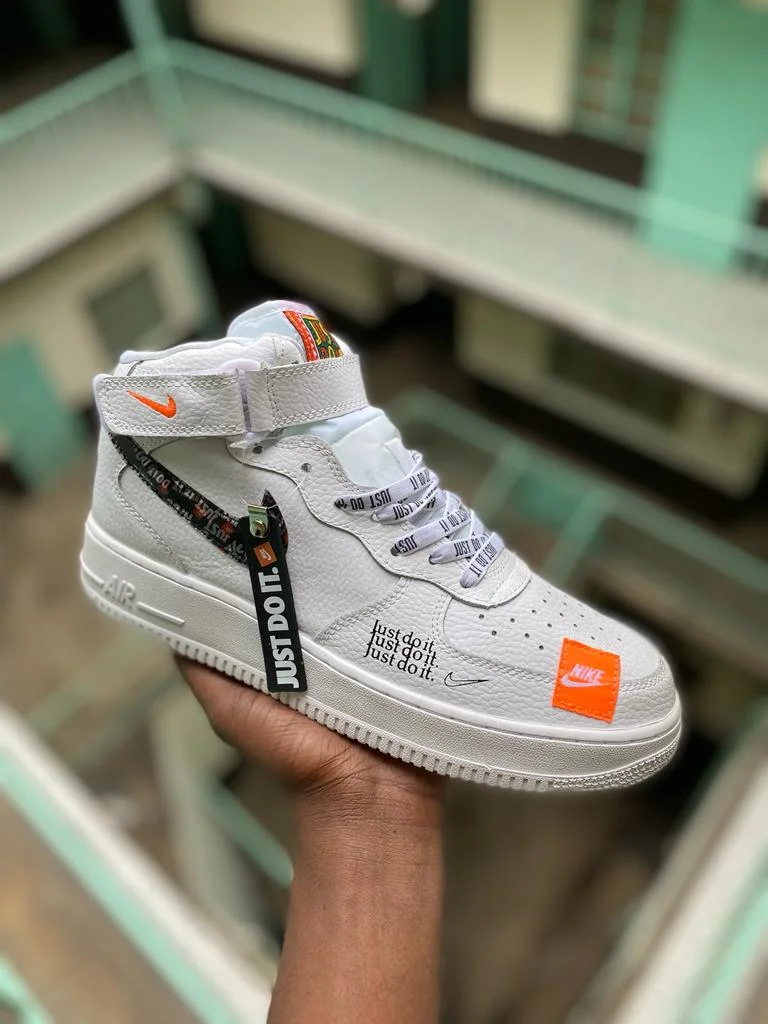 Nike Air Force 1 Mid ‘Just Do It’ White Black-Total Orange