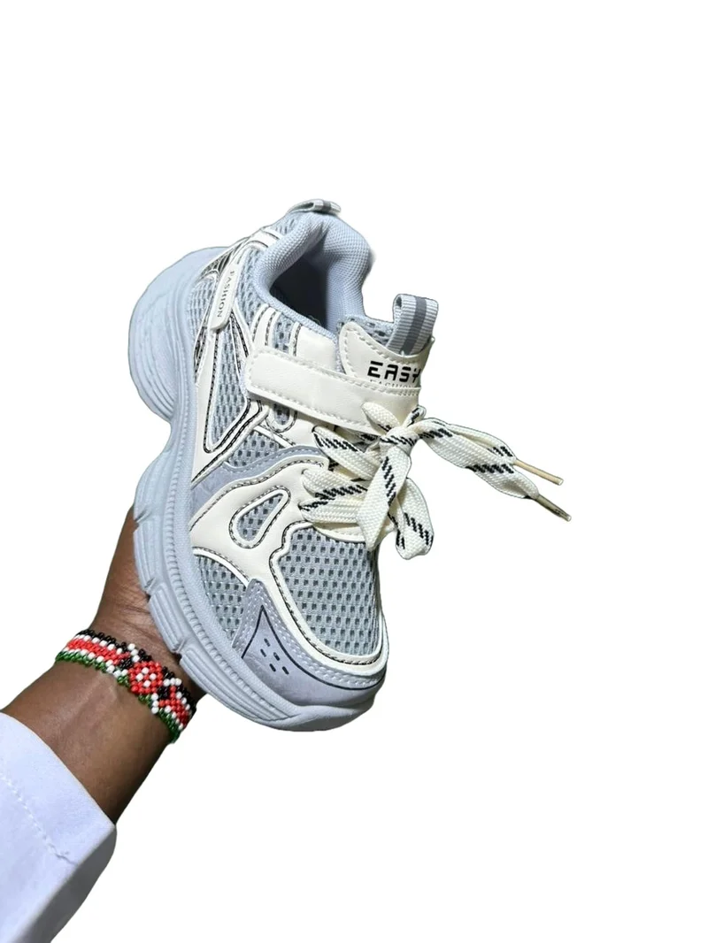 GREY-WHITE  KIDS SNEAKERS BREATHABLE RUNNING SHOES