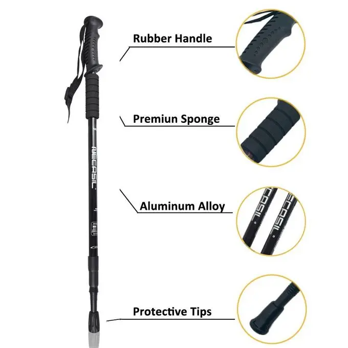 2PCS Anti Shock Trekking Hiking Pole Adjustable Telescoping Walking Stick for Mountaineering, 135 cm Aluminium Grade with Shock Absorber With an ON/OFF Feature Lightweight Hiking Poles