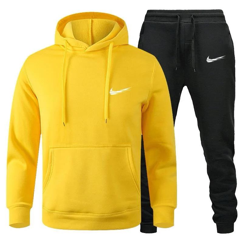 Nike Unisex Tracksuit Hooded and pants in Yellow Black