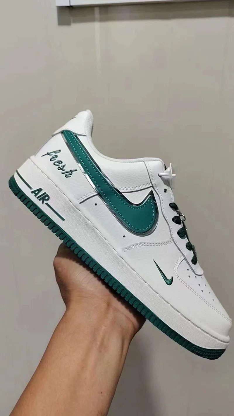 WHITE -GREEN NIKE  AIR FORCE 1 AF1 LOW - KEEP FRESH