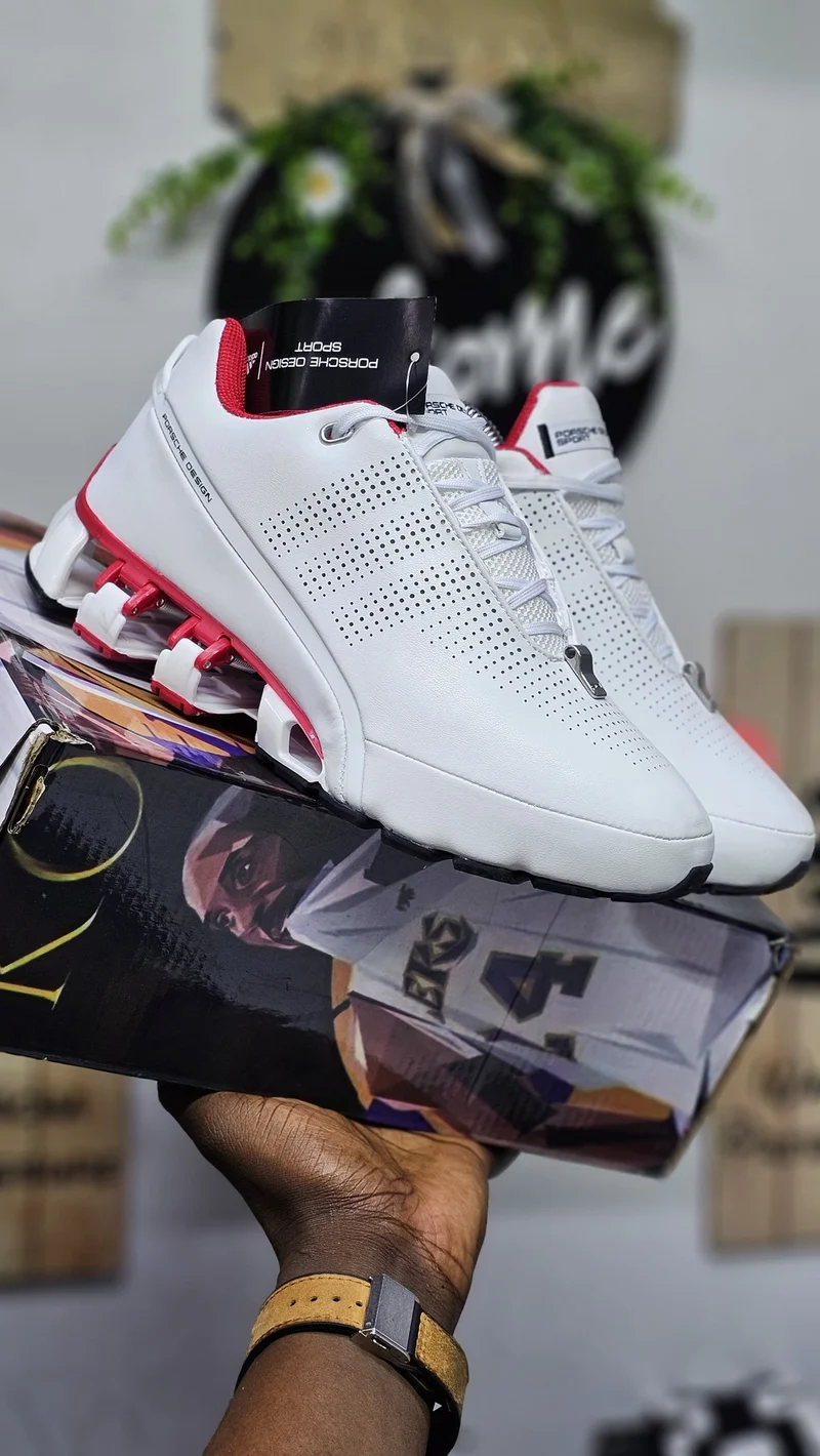 WHITE -RED ADIDAS PORSCHE   SPORT RUNNING SHOES