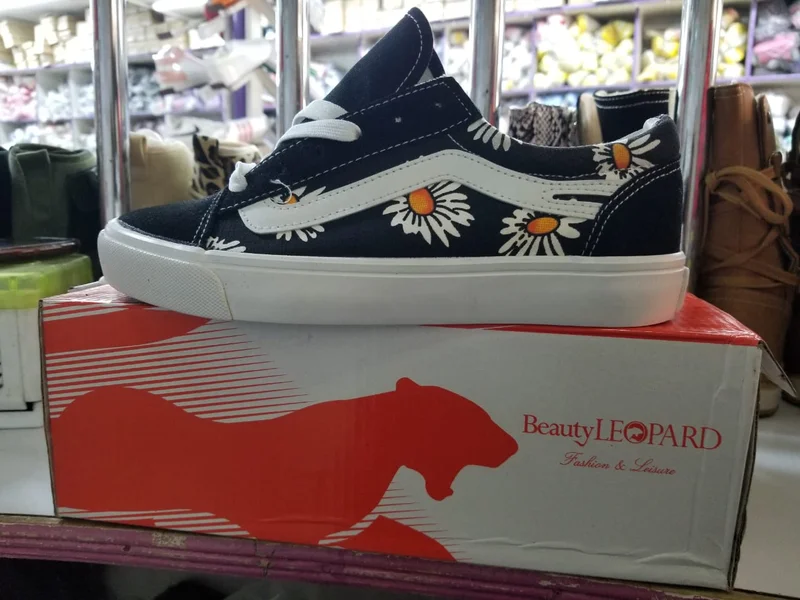 Beauty Leopard Old Skool Noir Blanc Tournesol Smile Black