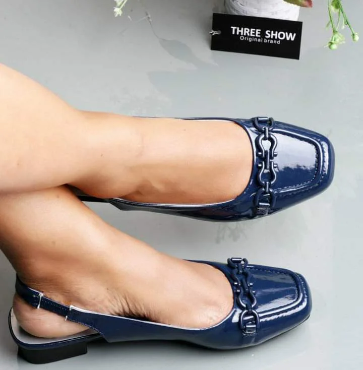 Blue Women Open Heel Original Turkey Lace up Ladies Shoes