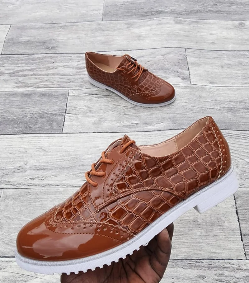 Brown Fashion Brogues Ladies Laced Shoes