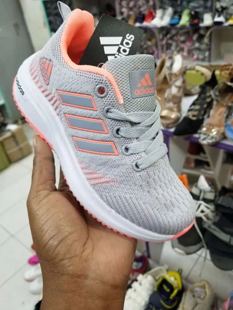 Adidas Flyknit Kids Running Shoes Gray and Orange