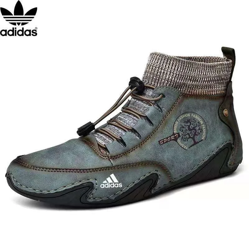 Adidas Men Handmade Pattern Leather Comfy Soft Sock Ankle Boots