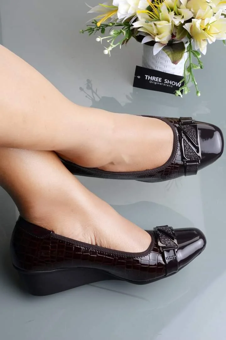 Dark Coffee Women Wedge Closed Original Turkey Slipon Ladies Shoes