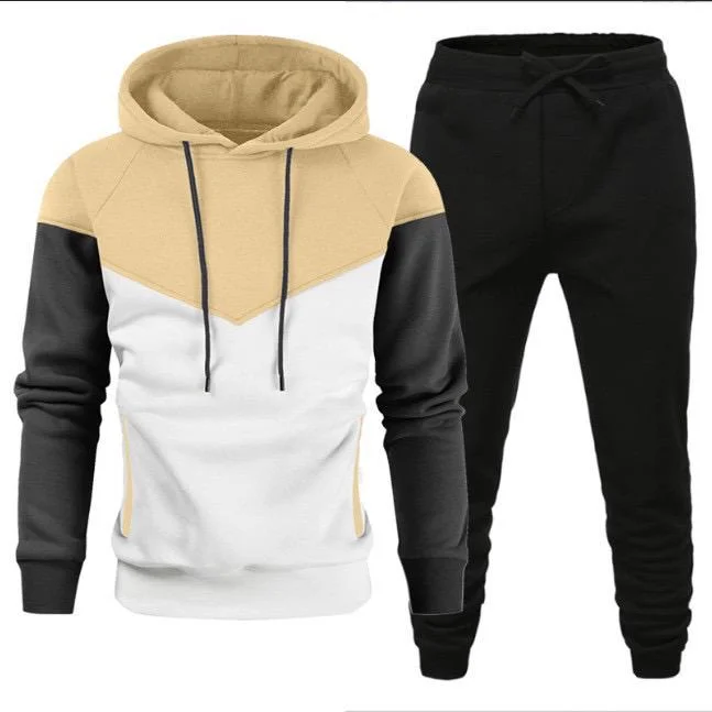 Designer Unisex Tracksuit Hooded and pants in Beige White Black