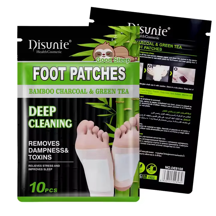 Detox&Sleep Deeply with Disunie Bamboo Charcoal & Green Tea Foot Patches Extract