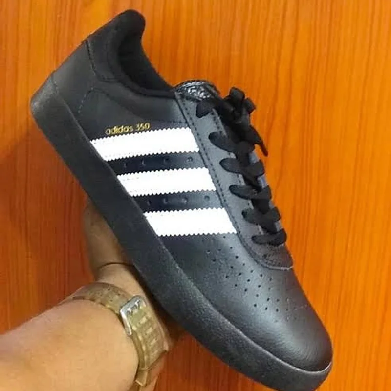Adidas Originals 350 Black Leather Low-Top Trainers