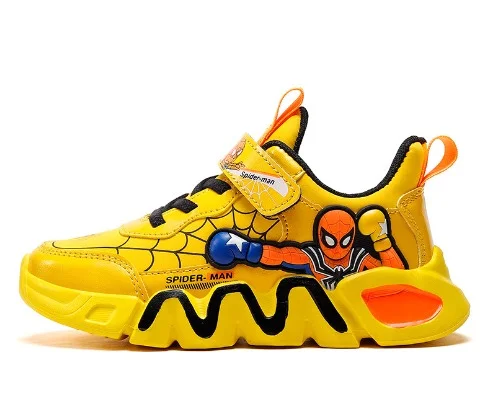 Disney Spiderman Children's Casual Yellow PU Leather Light Comfortable Tennis