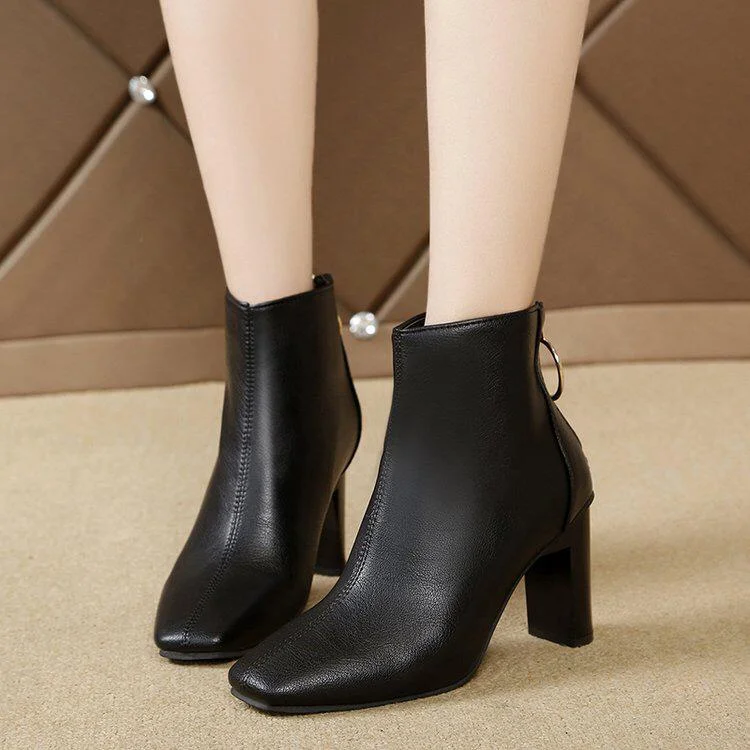 Durable Ladies Black Quality Heel Boot Shoes