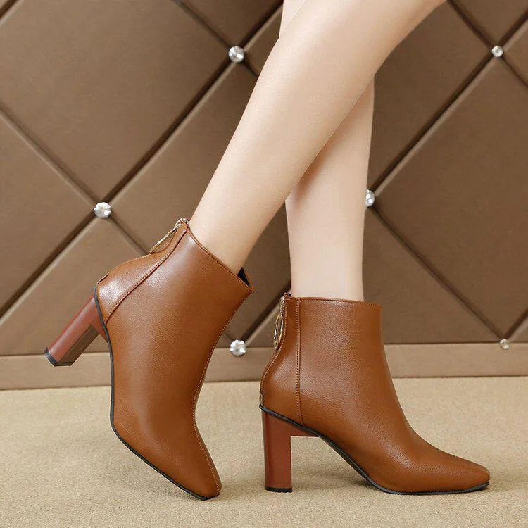 Durable Ladies Brown Quality Heel Boot Shoes
