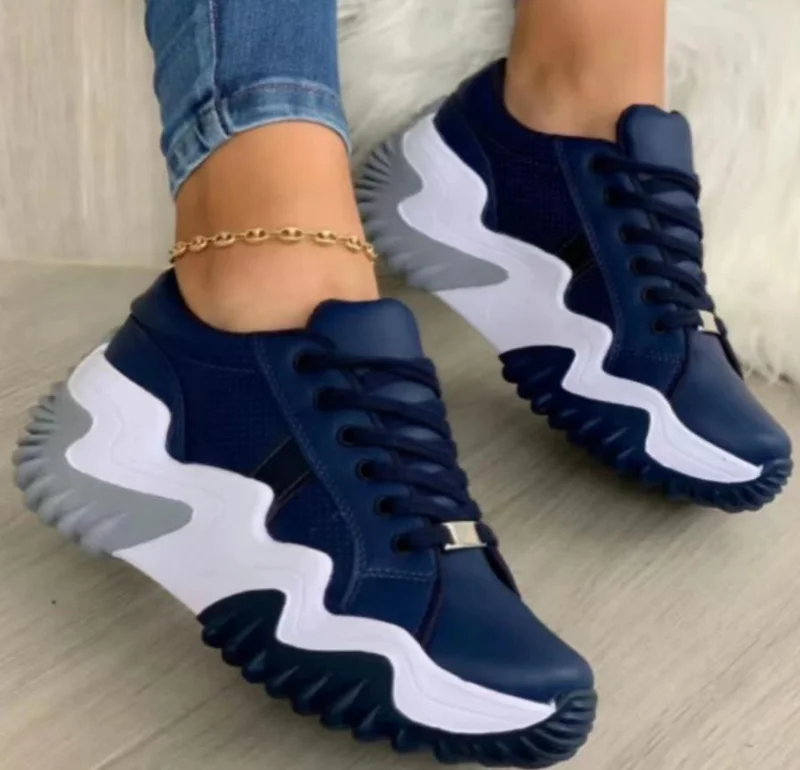 Fashion Tennis High Top Canvas Sneakers Shoes-NAVY BLUE