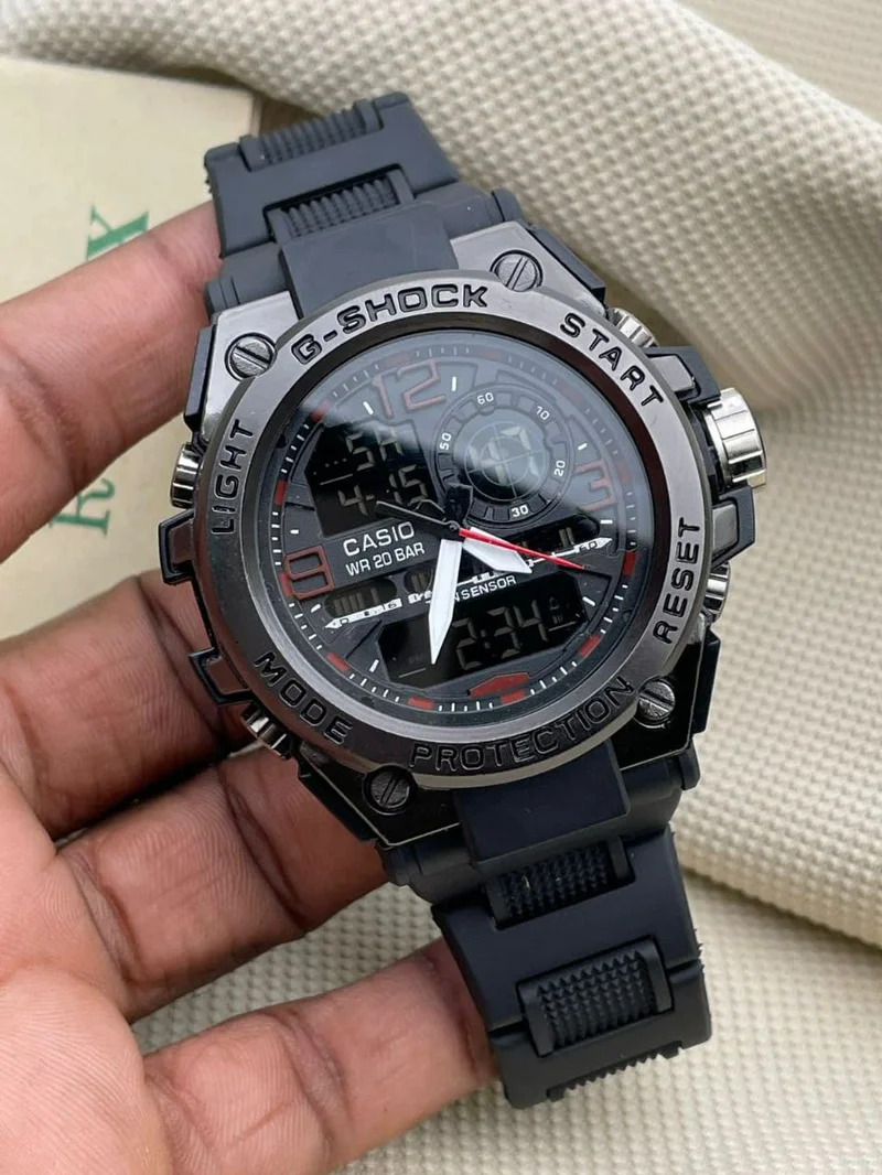 G-Shock High Quality Original Casio WR 20 Bar Men Black Metal Wrist Watch