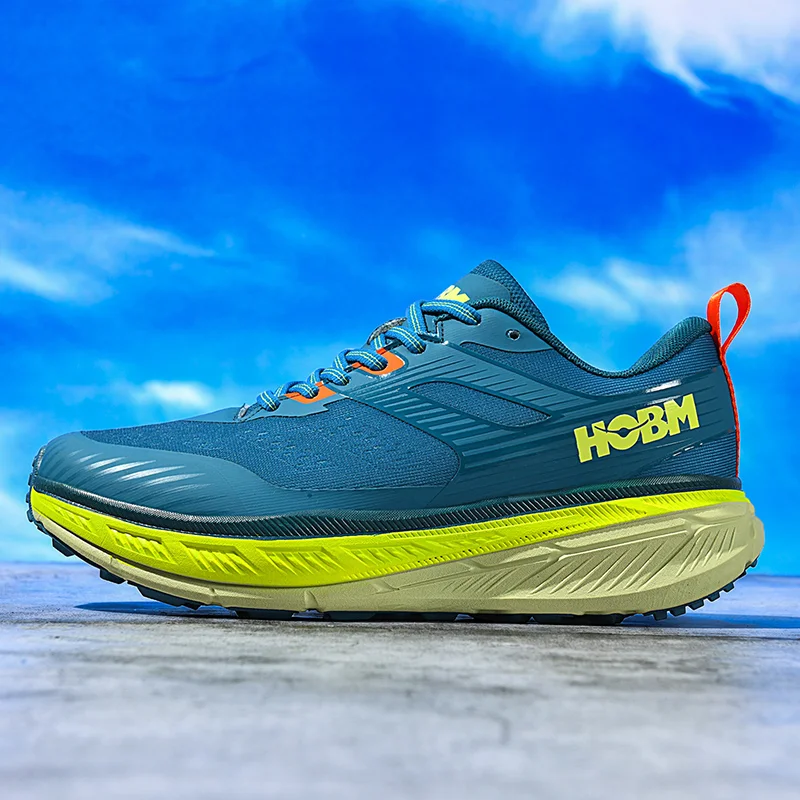HOBM Running Shoes Men Low Top Blue Luminous Green