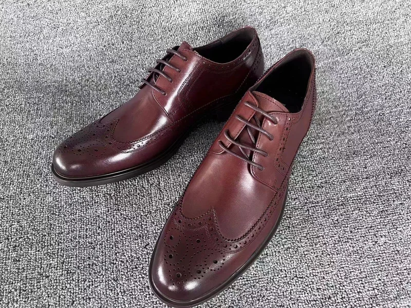 Laced Coffee Brown Right Man Brogue Premium Leather Official Shoes Men Shoes