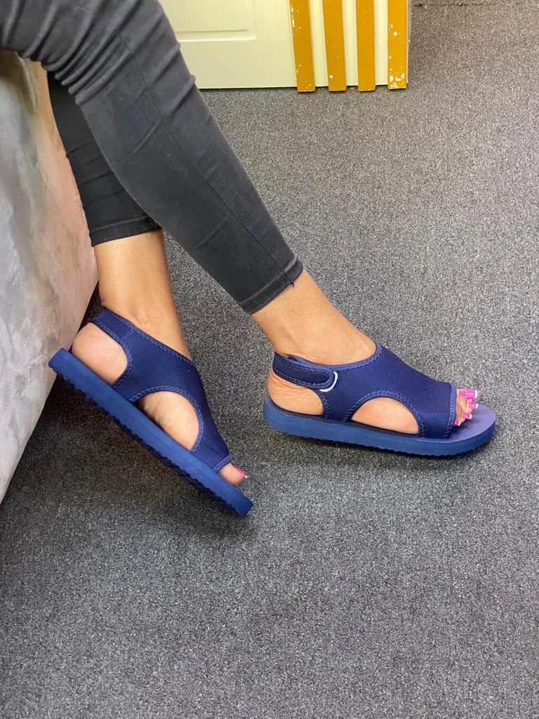 Ladies Breathable Fashion Women Sandals Open Toe Flat Blue