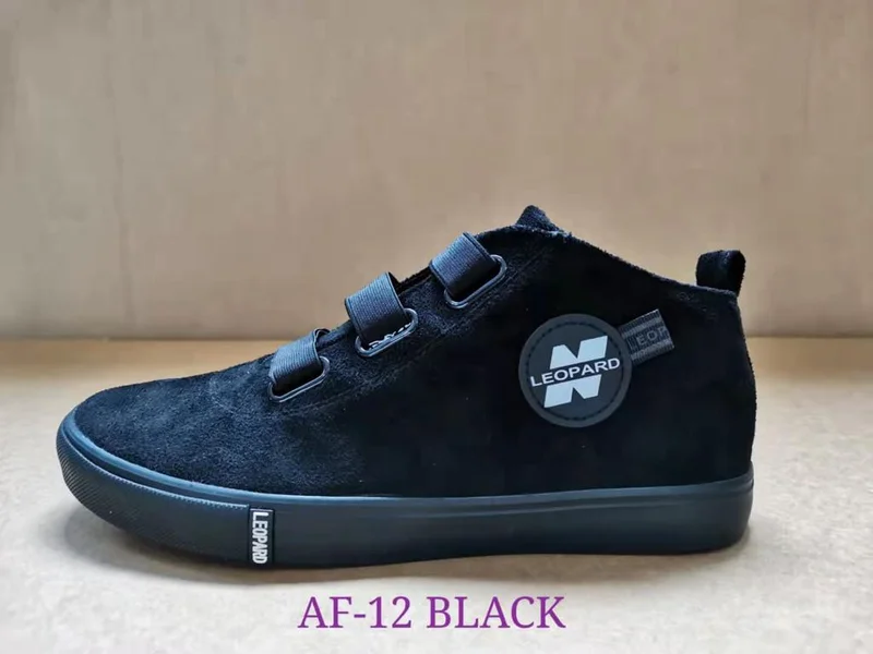 Leopard Official Design Fashion Black Mens Rubber Canvas Shoes