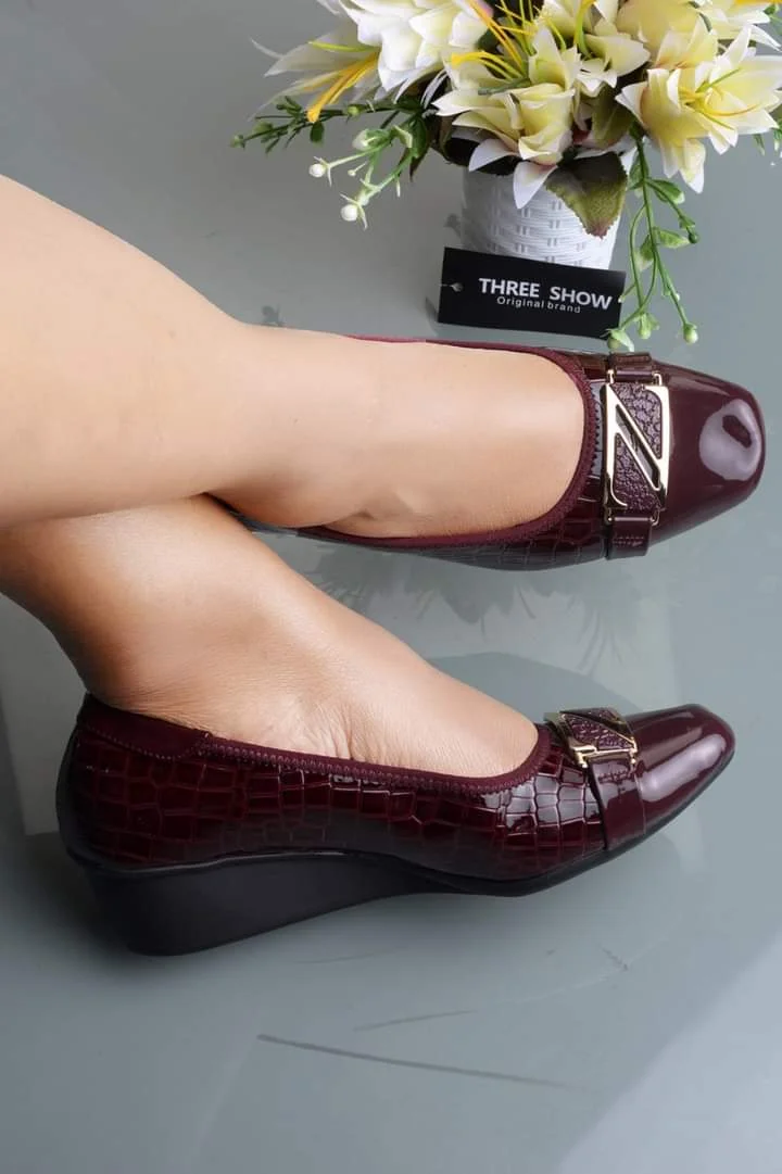 Maroon Women Closed  Wedge Original Turkey Slipon Ladies Shoes